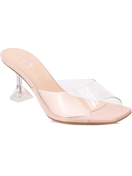 Vivanly Shoes - Vivianly Clear Strap Nude kitten heels 👠